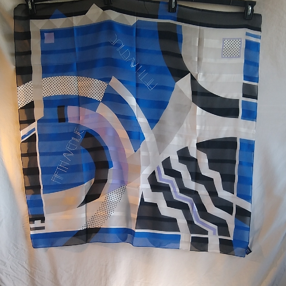 NWOT blue gray black large scarf